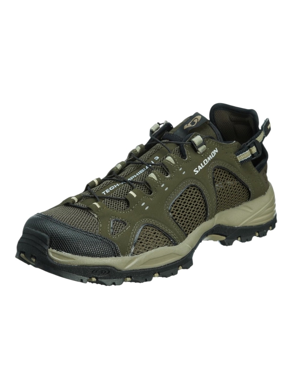 Salomon Men's Olive Green and Black Techamphibian Trail Shoes 10